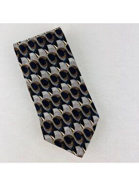 Croft & Barrow Geometric Pattern 100% Silk Necktie Tie